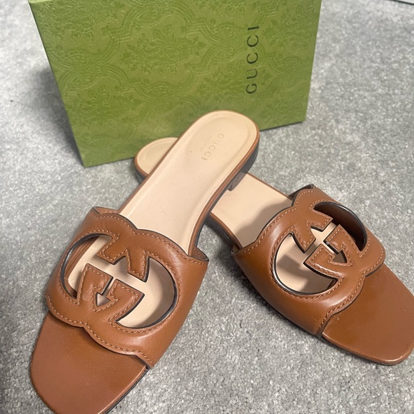 Gucci | Shoes | Authentic Gucci Cutout Leather Slides Women